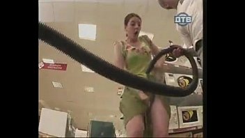 milf cleaner plays hair vacuum with Indian public bus stand