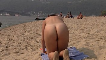 nude girls19 beach spy 25 inch dildo all the way in her pussy